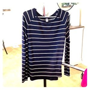 White striped long sleeved sweater